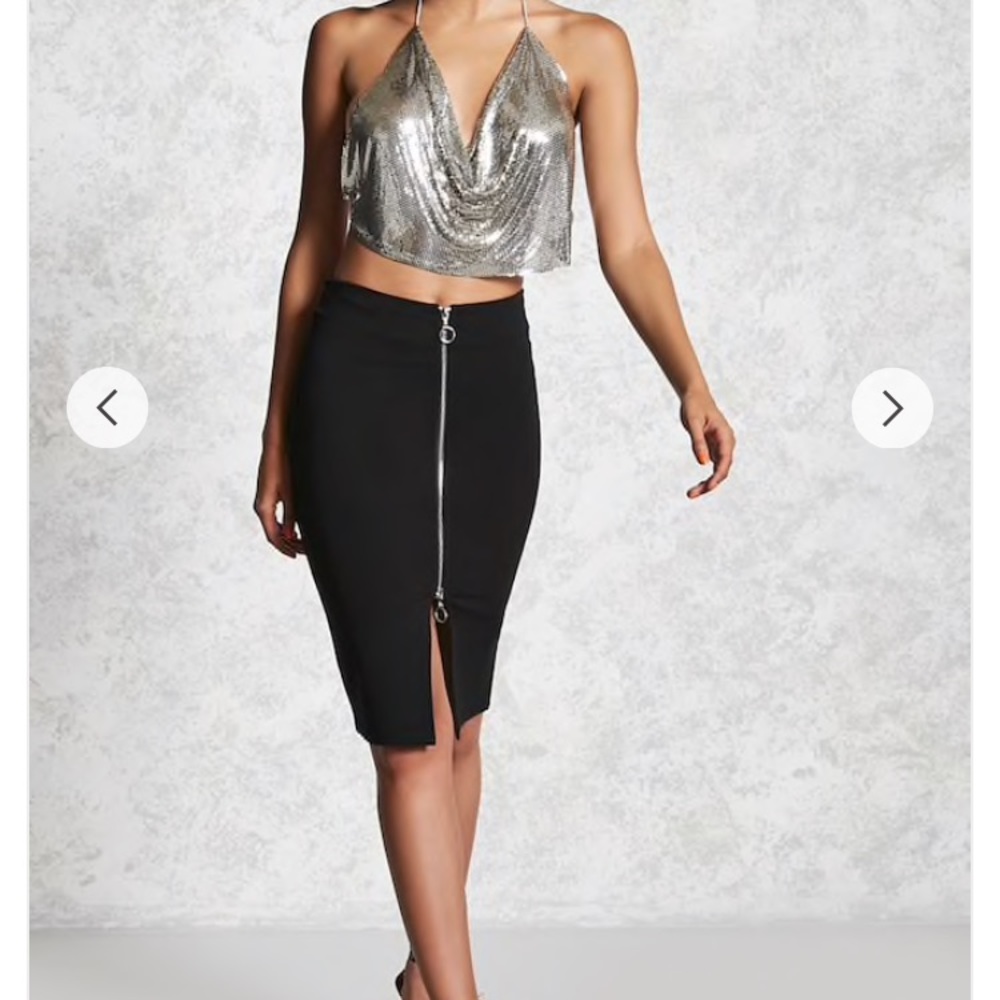 NWT sexy black zipper zip front skirt XS Small